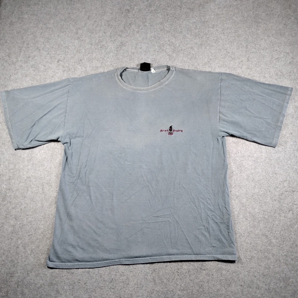 B Ware Risk Everything Mens Vintage Faded Blue Graphic T-Shirt Distressed XL